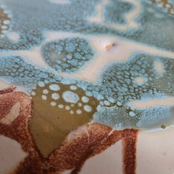 Handcrafted Art Platter Abstract Design 14 inch Signed OOAK Pottery large - Picture 6 of 16